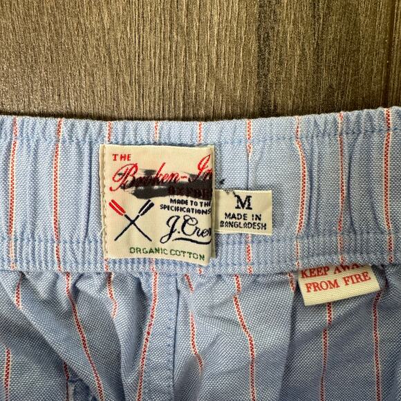 J.Crew 7" Lounge Short Mens M Blue Red Striped Broken-In Oxford Cotton Pockets - Picture 2 of 5